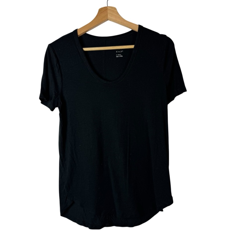A New Day Black Crewneck Modal Stretch Short Sleeve T-Shirt XS